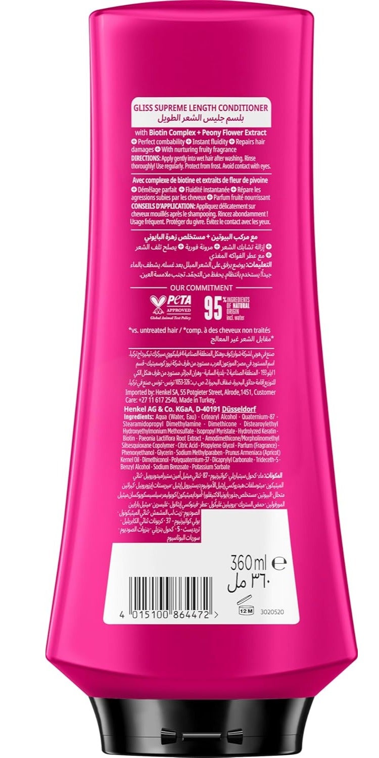 Schwarzkopf Gliss Conditioner Supreme Length 360ml - Image 2